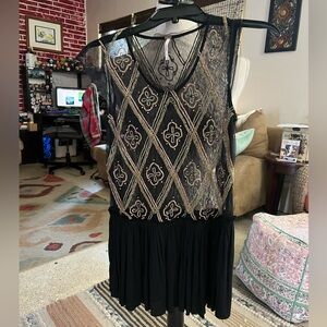 Free People boho XS mesh beaded tunic